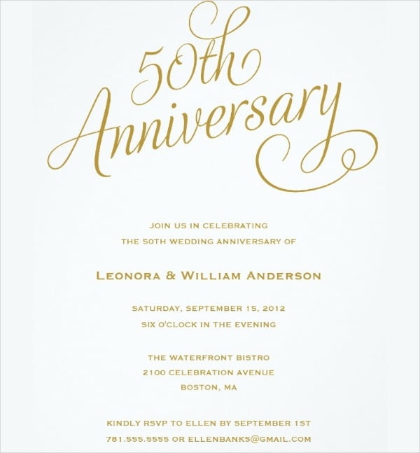 50Th Wedding Anniversary Invitations Templates Free Download