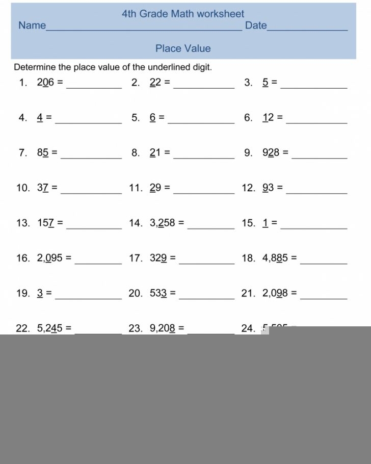 5Th Grade Math Worksheets Place Value Printable Worksheets Math 