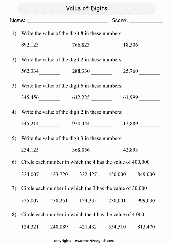 5th Grade Place Value Worksheets Worksheets Library