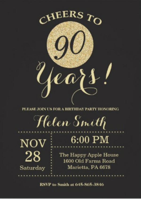 downloadable 90th birthday invitation template free