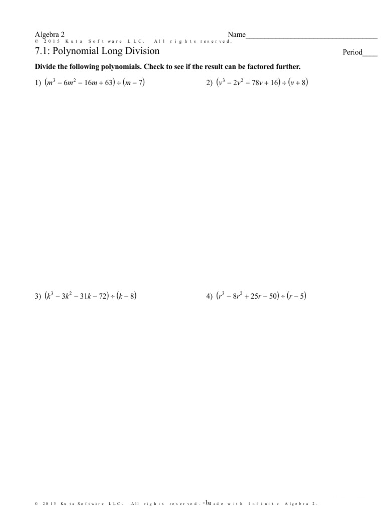 7 1 Polynomial Long Division PDF Mathematical Relations
