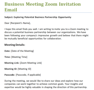 change zoom meeting invitation email template