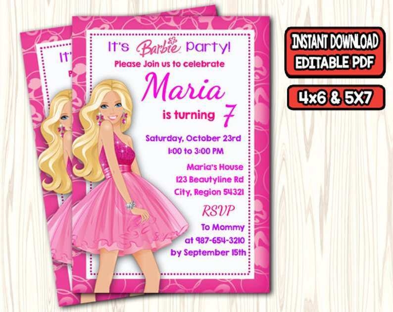 75 Best Editable Barbie Invitation Template Blank Formating By Editable 