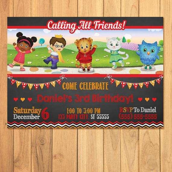 76 Format Daniel Tiger Birthday Invitation Template PSD File With