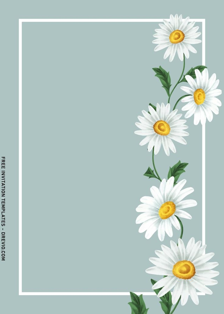 8 Minimalist Spring Daisy Birthday Invitation Templ Plantillas Para