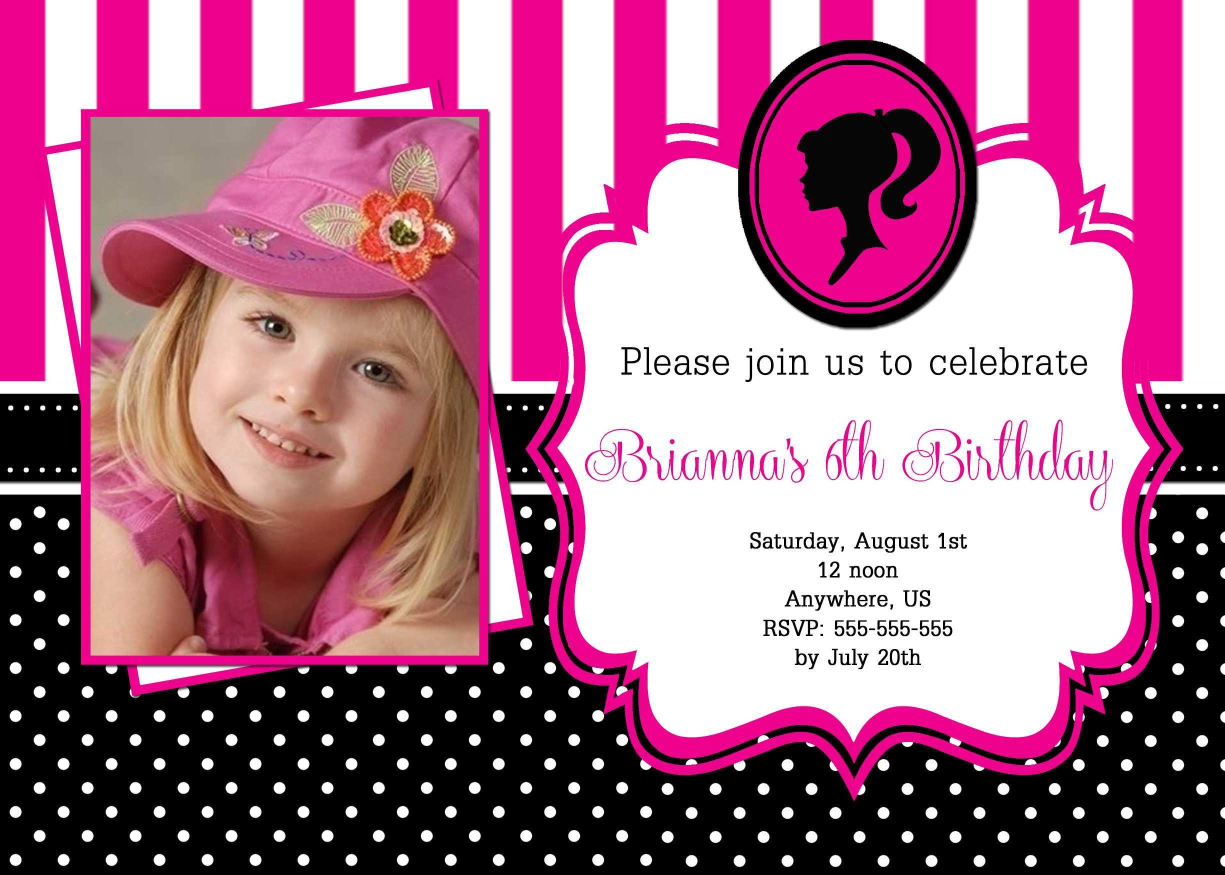 93 How To Create Editable Barbie Invitation Template Blank Formating 