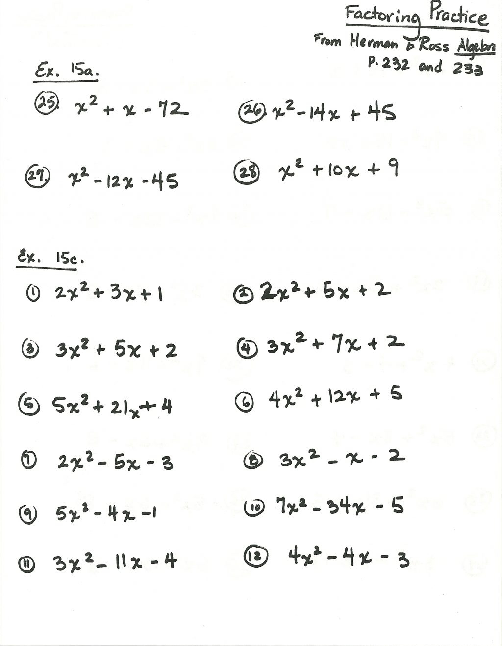 9th grade worksheets
