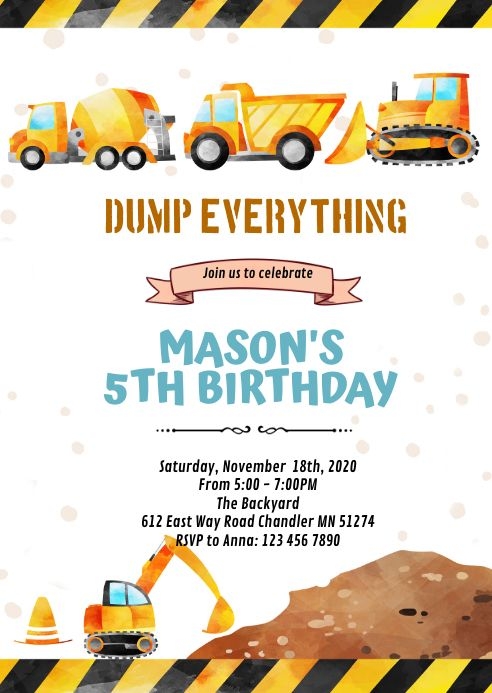 A Birthday Party With Construction Trucks And Diggers