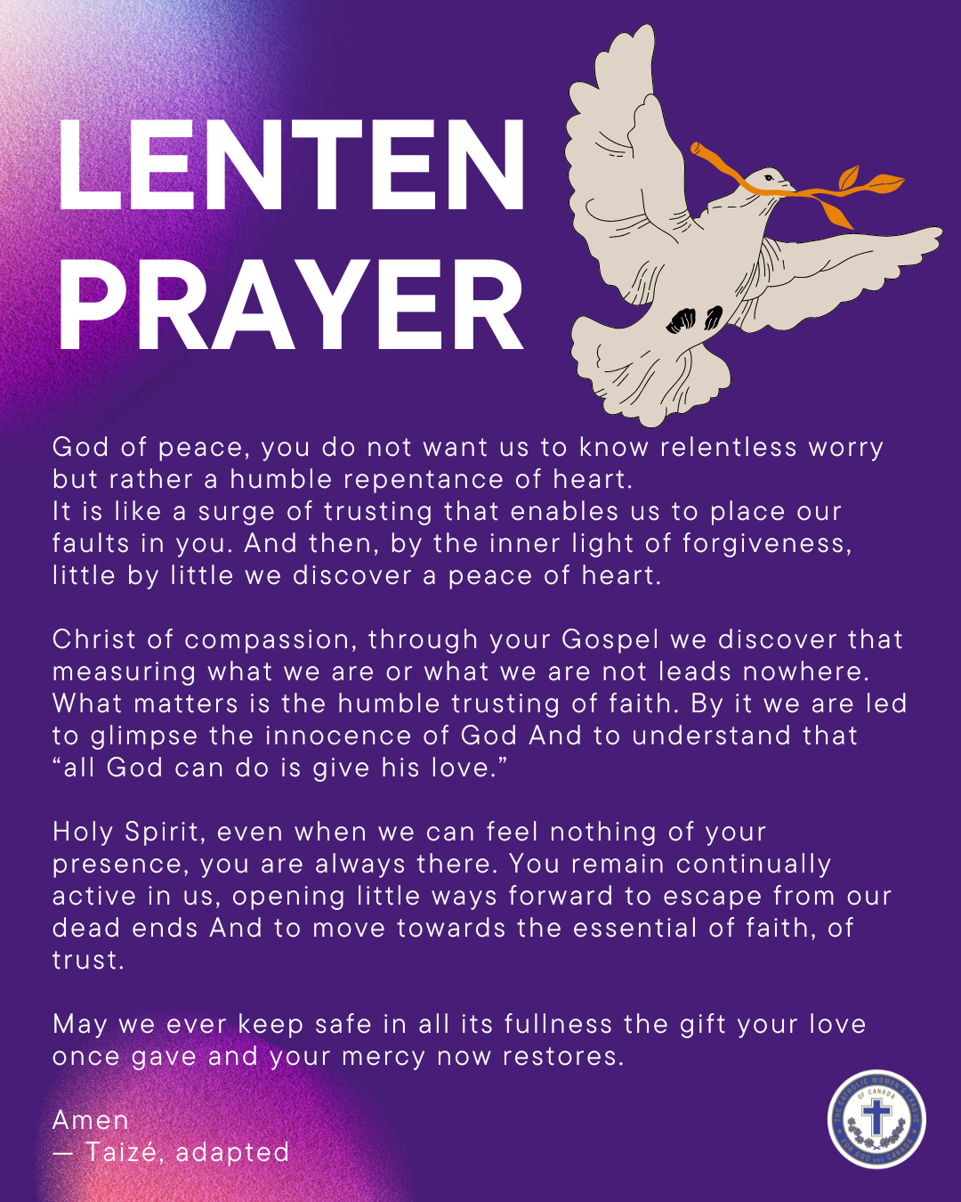 A Lenten Prayer The Catholic Women 39 s League Of Canada