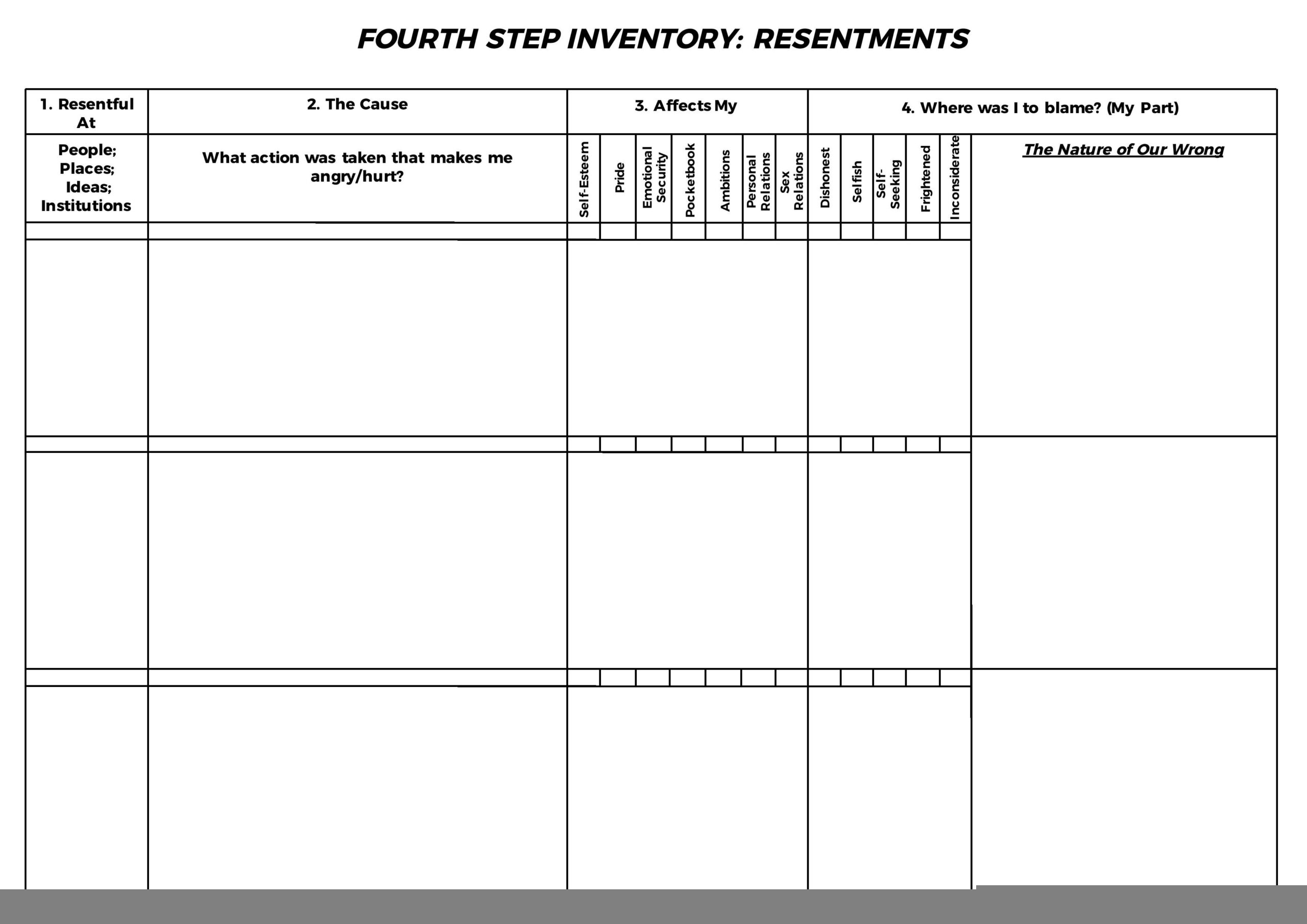 printable a.a. 4th step worksheet joe and charlie