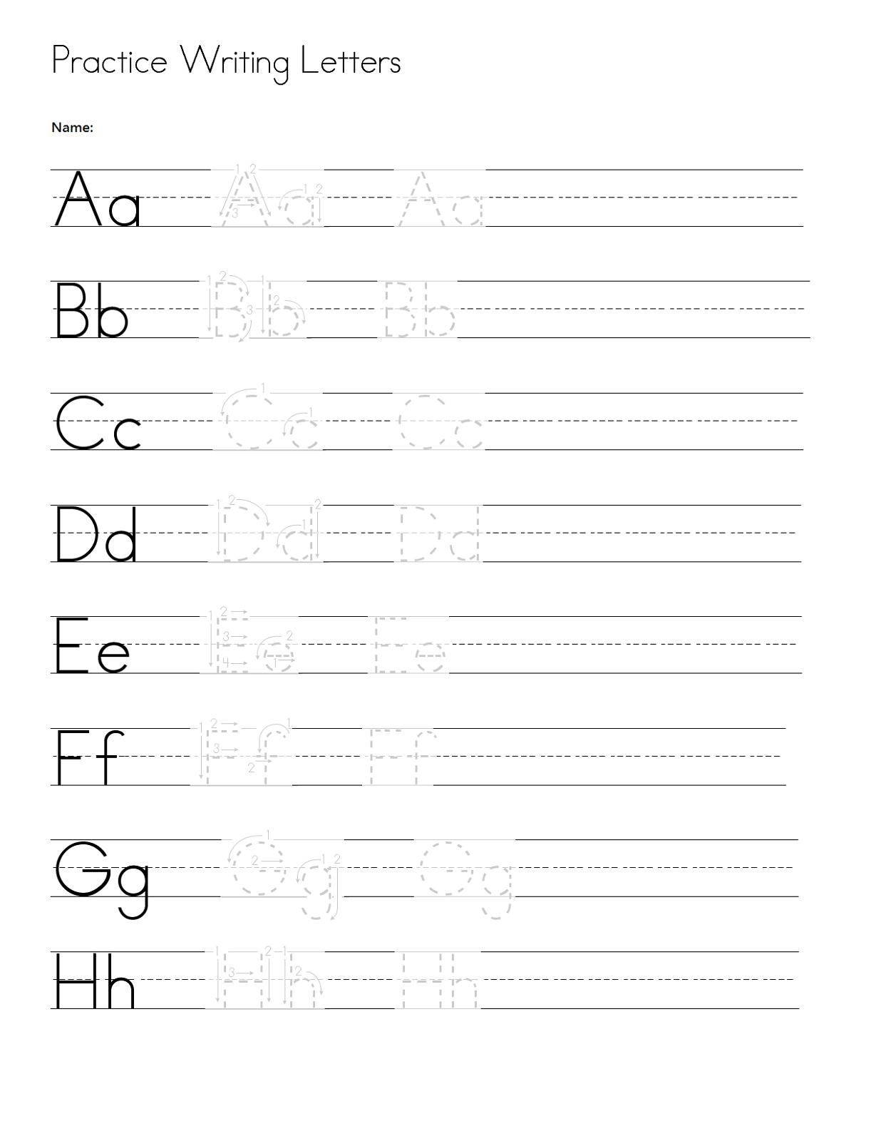 Abc Handwriting Practice Worksheets Printable And Enjoyable Learning