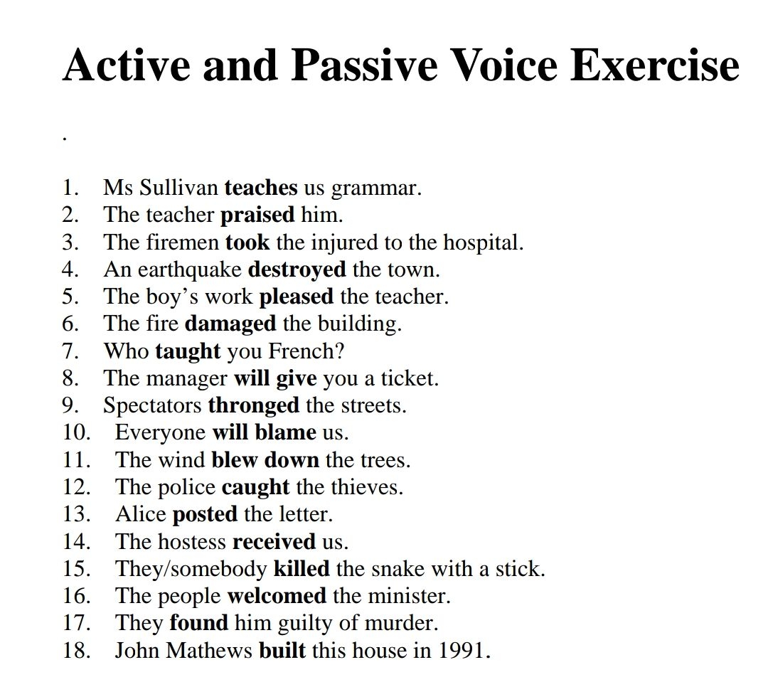 active and passive voice worksheets