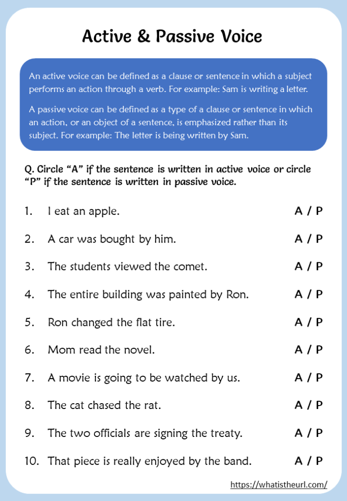 Active Passive Voice Worksheets Your Home Teacher