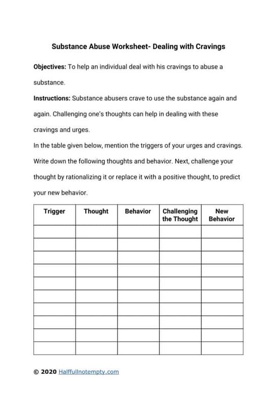 Addiction Worksheet Example Free PDF Download Worksheets Library