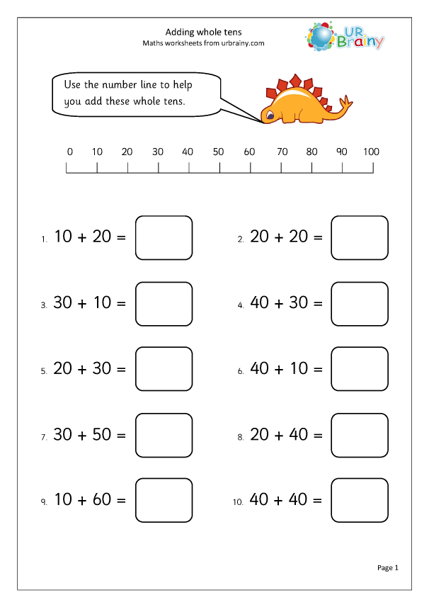 Adding 10 Worksheets Worksheets For Kindergarten