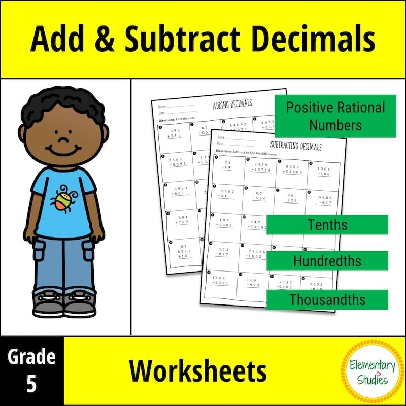 Adding And Subtracting Decimals 5th Grade Elementary Studies 