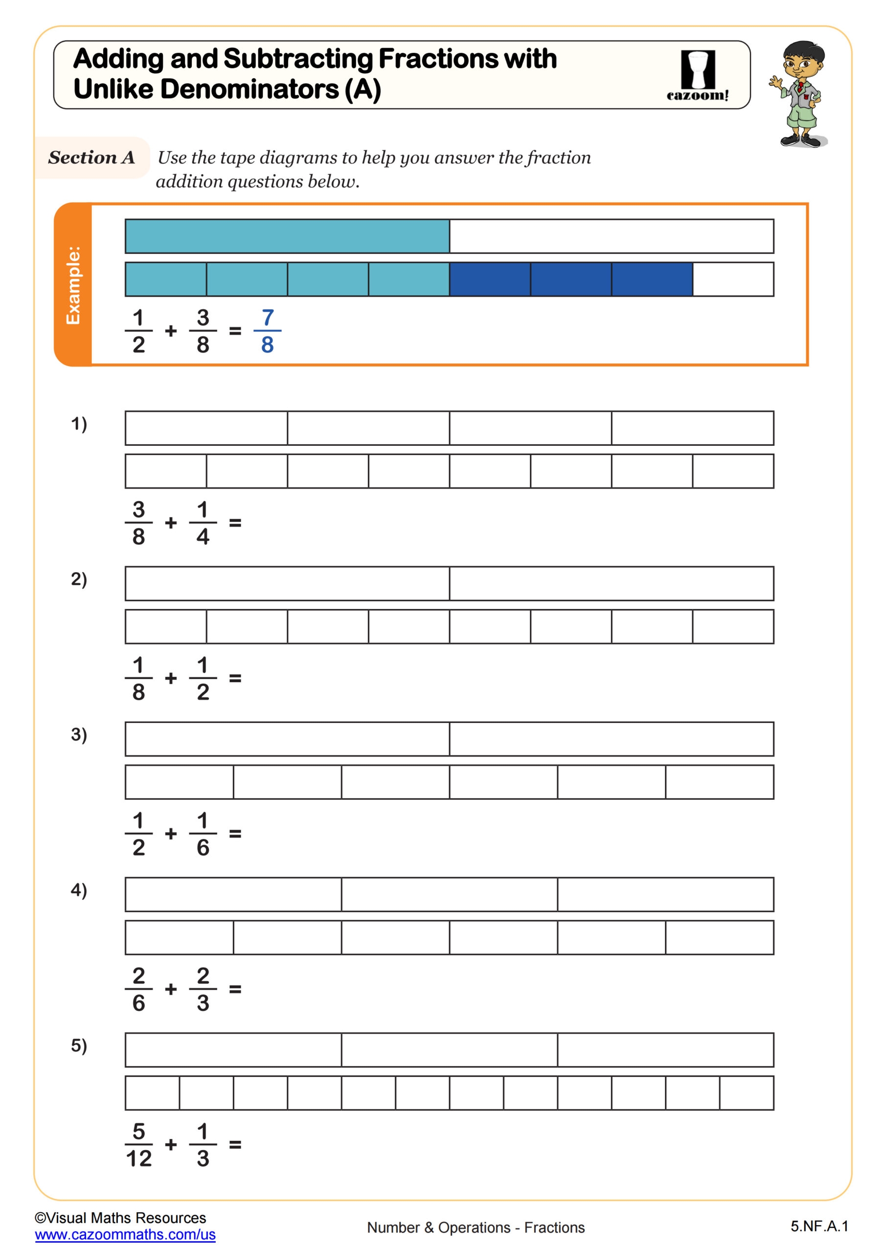 Adding And Subtracting Fractions With Unlike Denominators A 