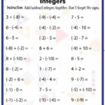 Adding And Subtracting Integer Worksheet Printable PDF Template