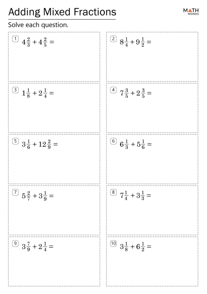 Adding Fractions Worksheets With Answer Key