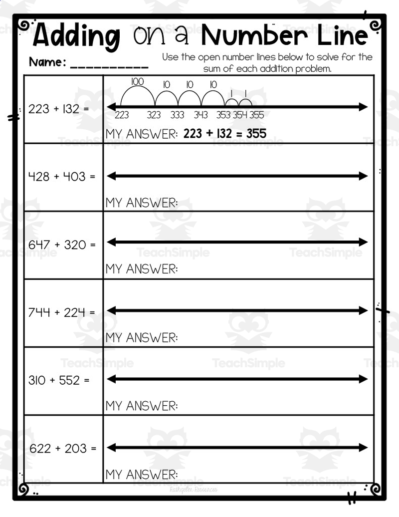 Adding On A Number Line Worksheet By Teach Simple Worksheets Library