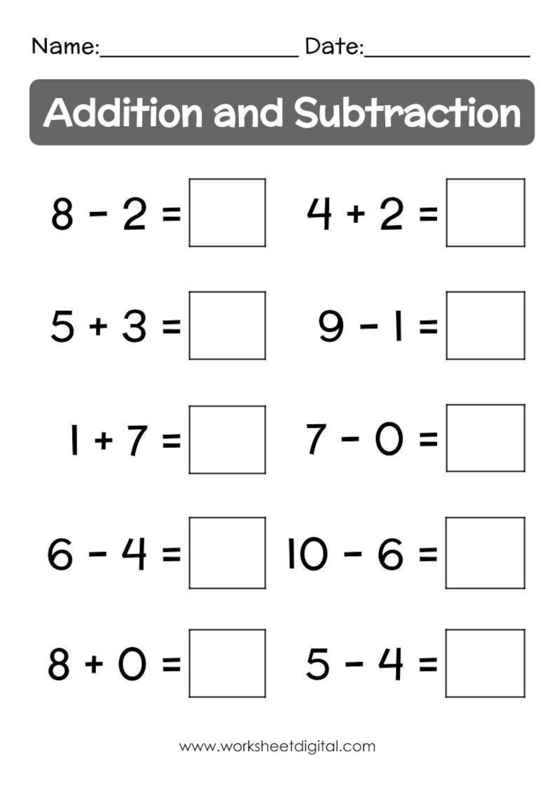adding and subtraction worksheets