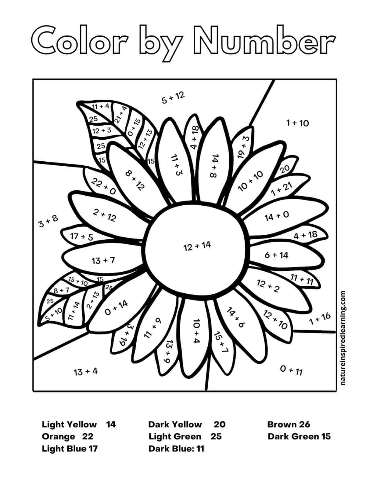 addition worksheet coloring printable