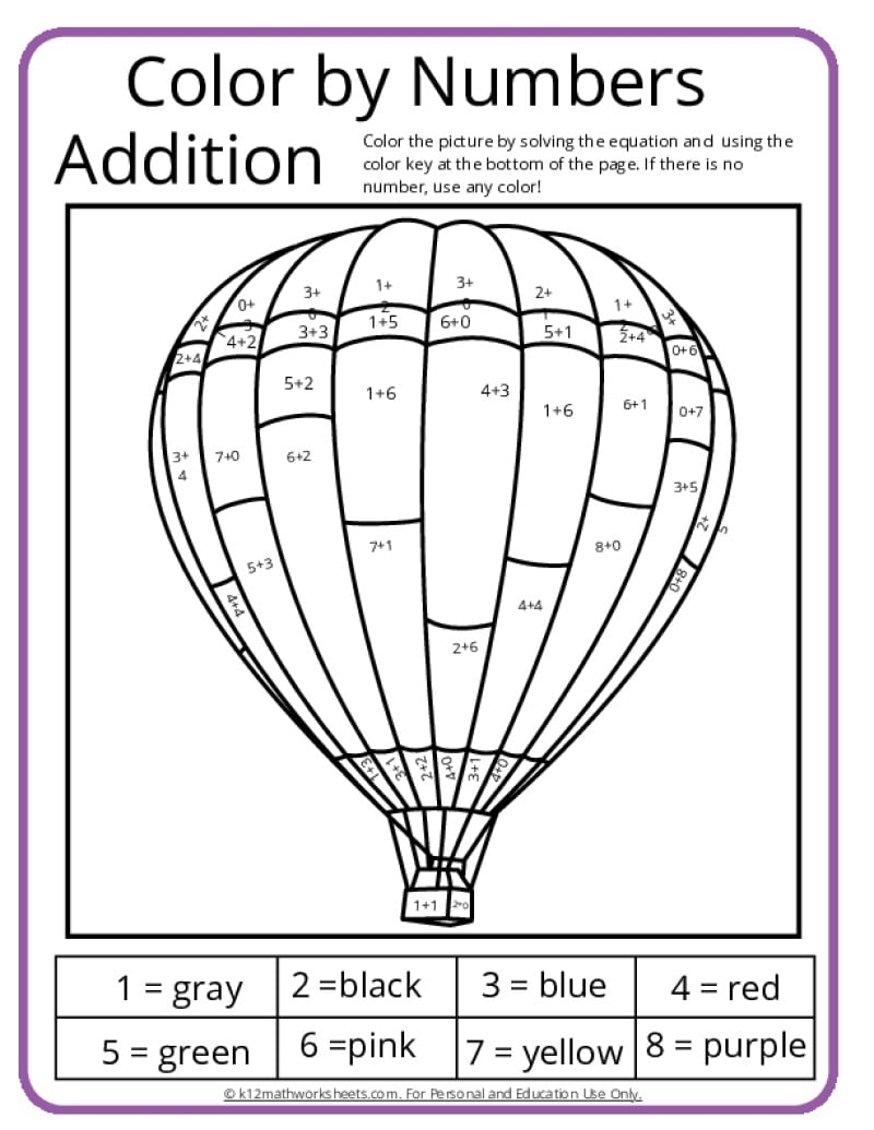 Addition Color By Number Printable Activities Worksheets Library