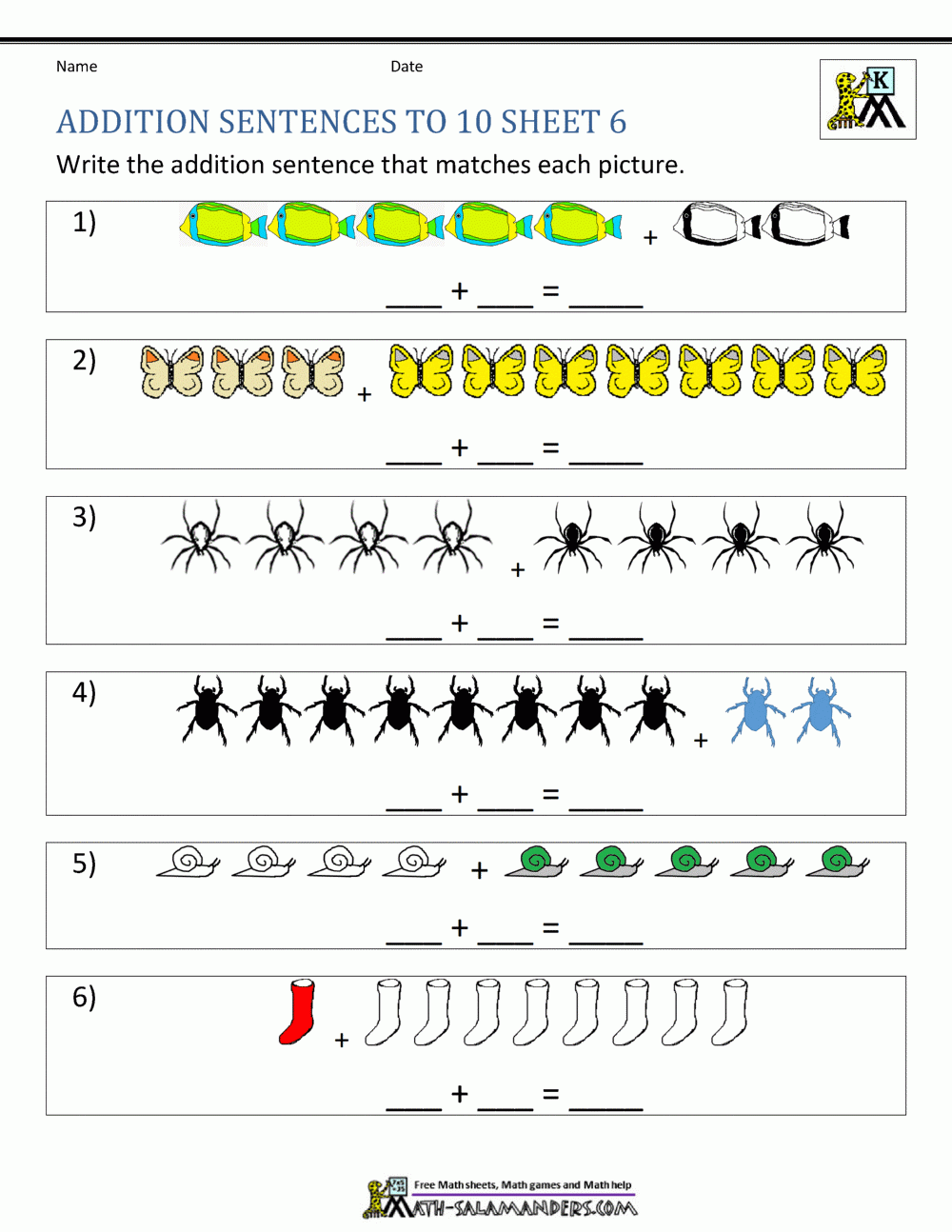 addition for kindergarten worksheets