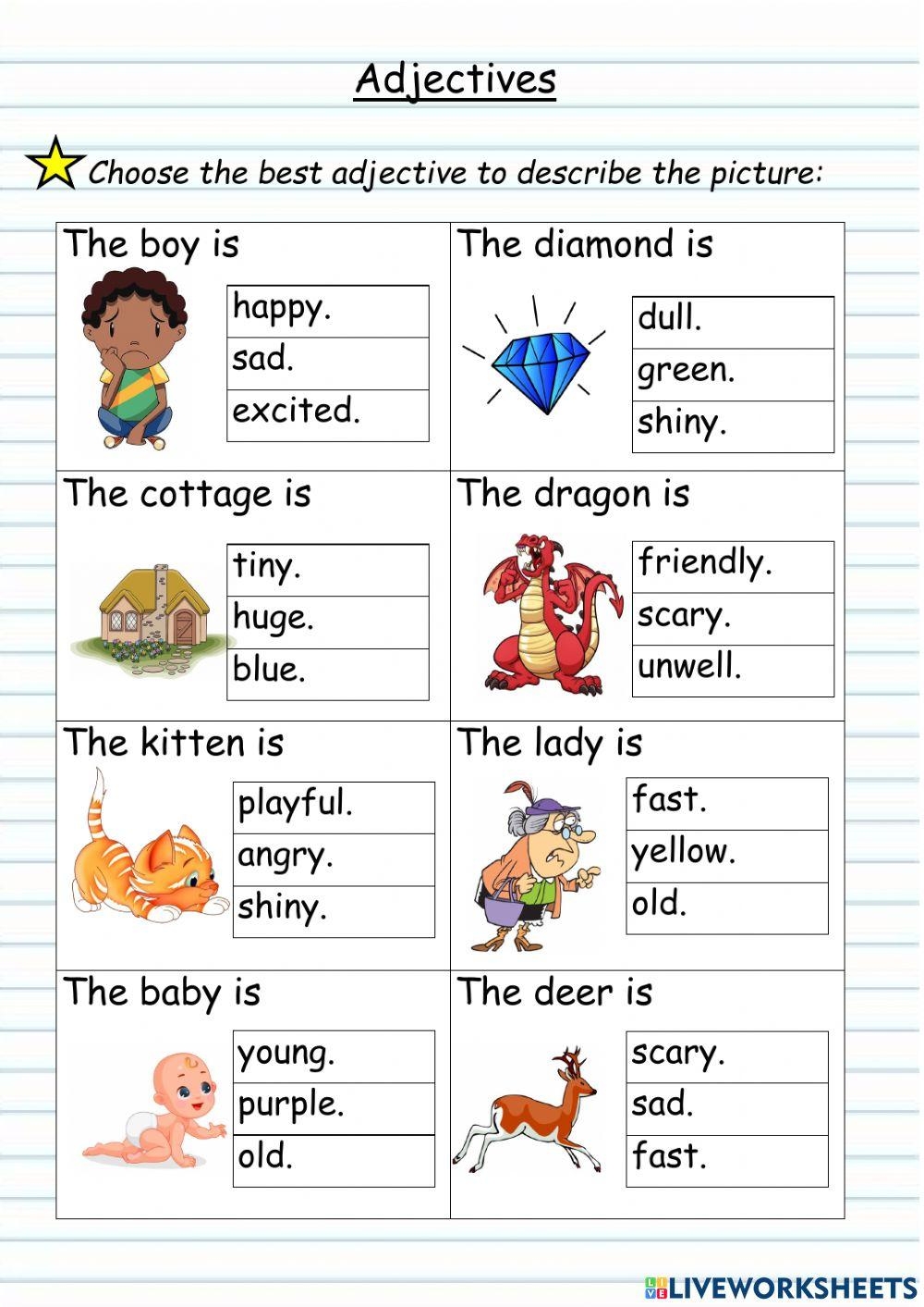 Adjectives Worksheet Digital Worksheets Library