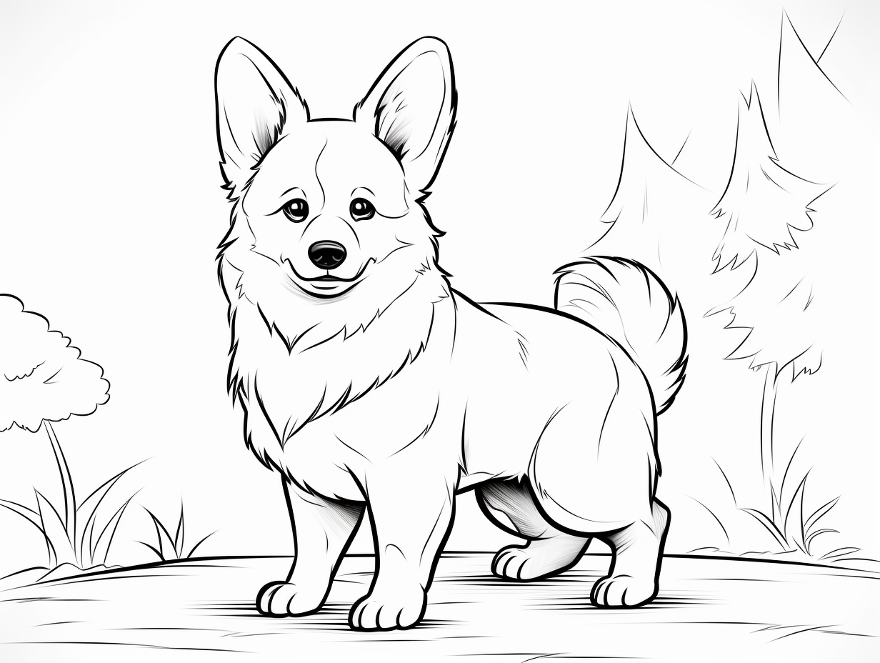 Corgi Coloring Page