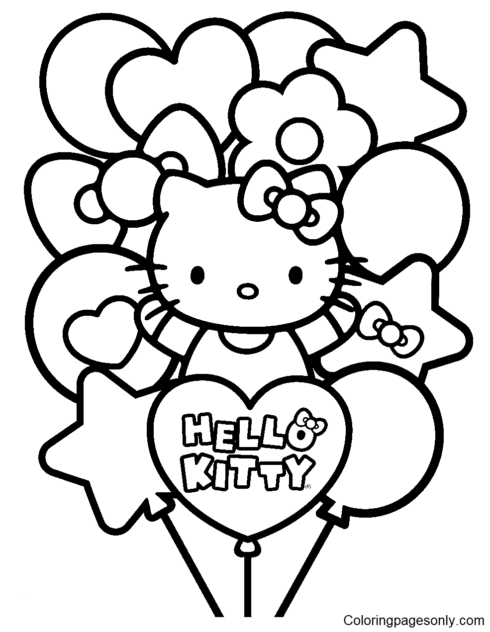 Hello Kitty Free Coloring Page