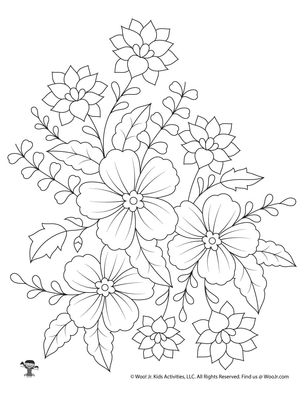 Adult Coloring Printable Flower Bouquet Woo Jr Kids Activities