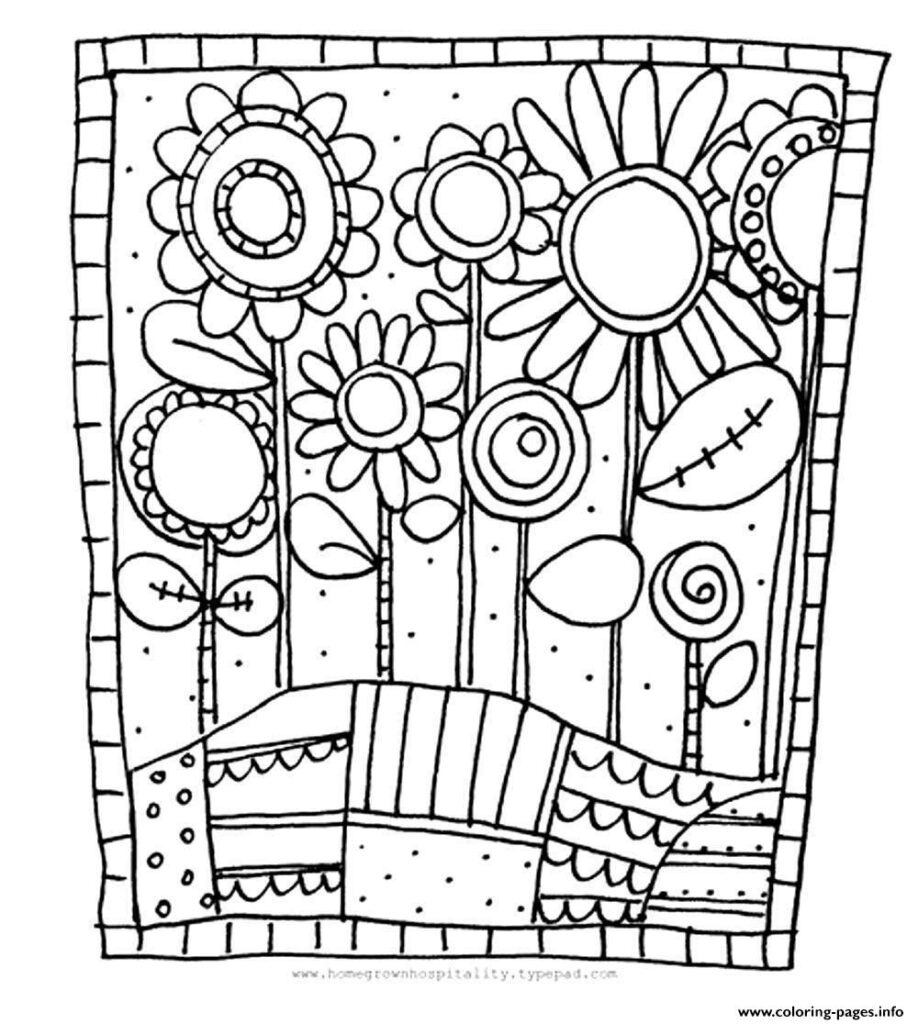 Adult Simple Flowers Coloring Page Printable