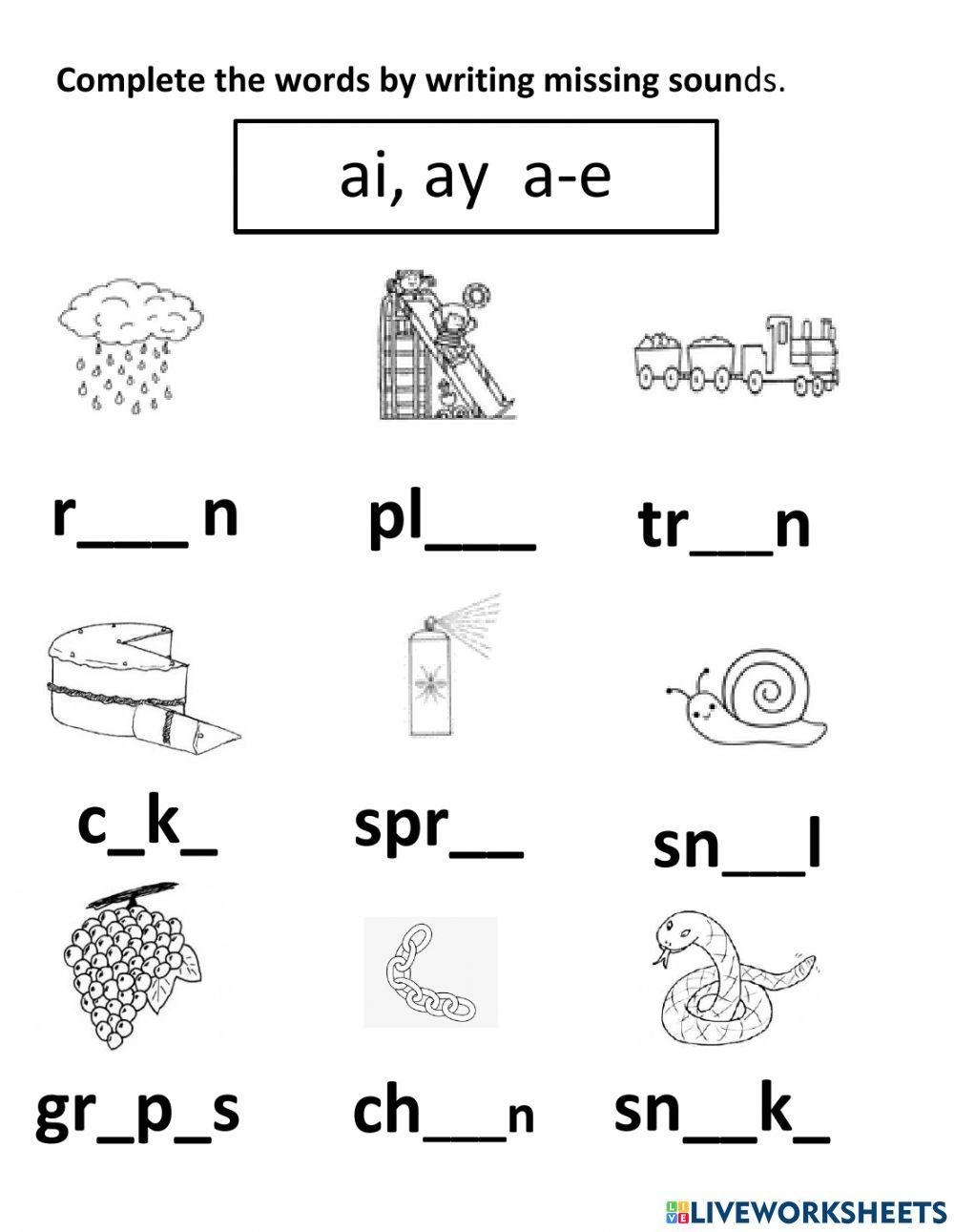 Ai ay a e Sound Worksheet Live Worksheets Worksheets Library