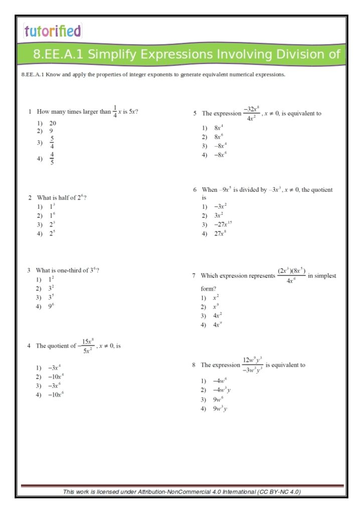 Algebra 1 Worksheets With Answers PDF Printable Algebra 1 Math