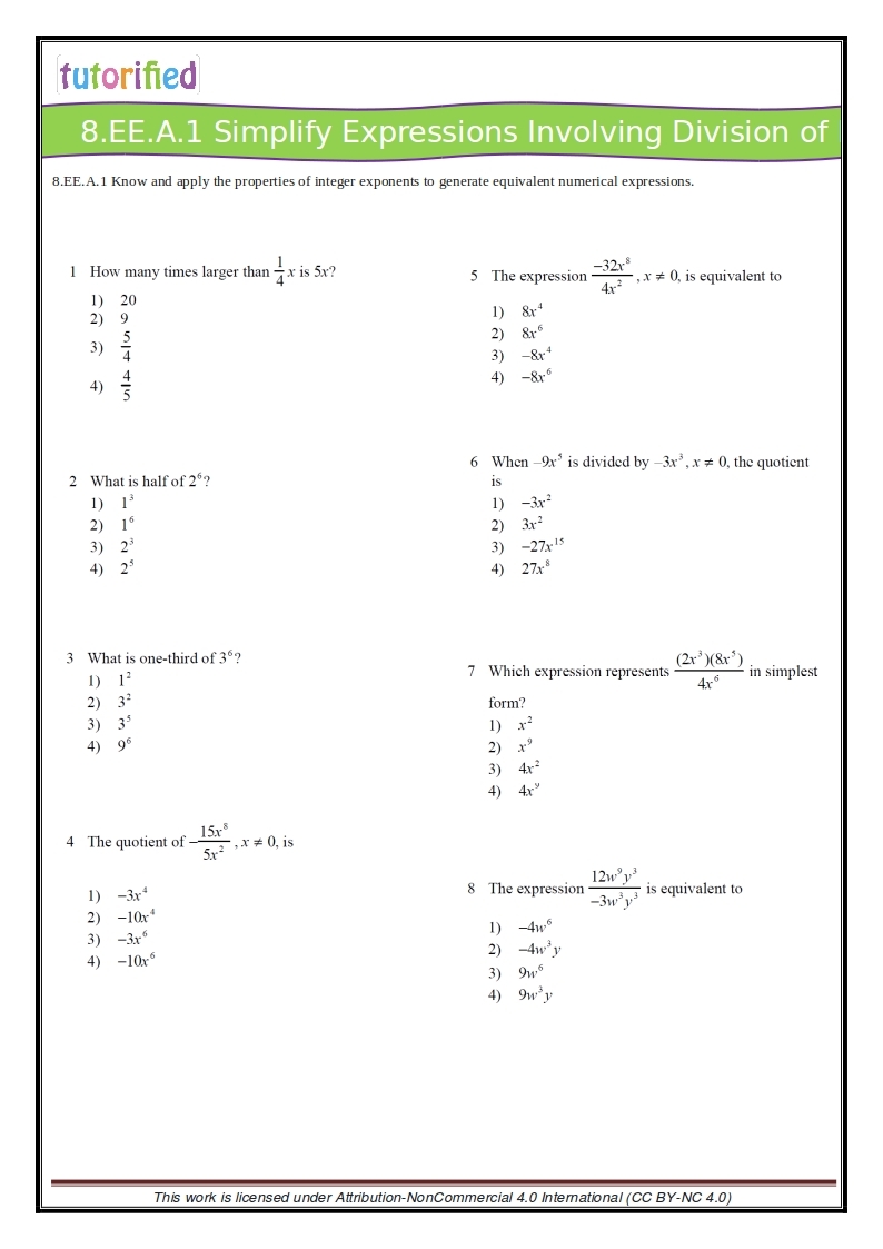 Algebra 1 Worksheets With Answers PDF Printable Algebra 1 Math 