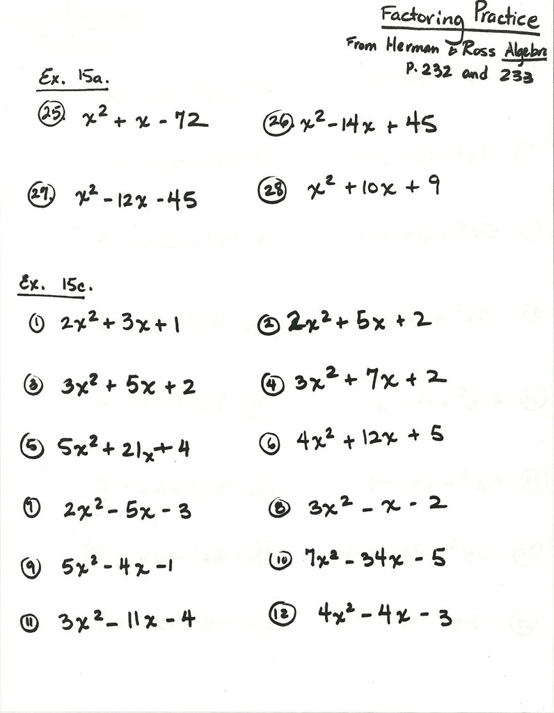 Algebra 2 Factoring Worksheet Db excel
