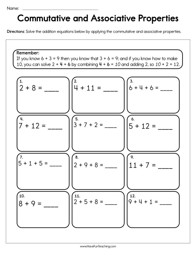 Algebra Use Associative Property Of Addition And Multiplication 