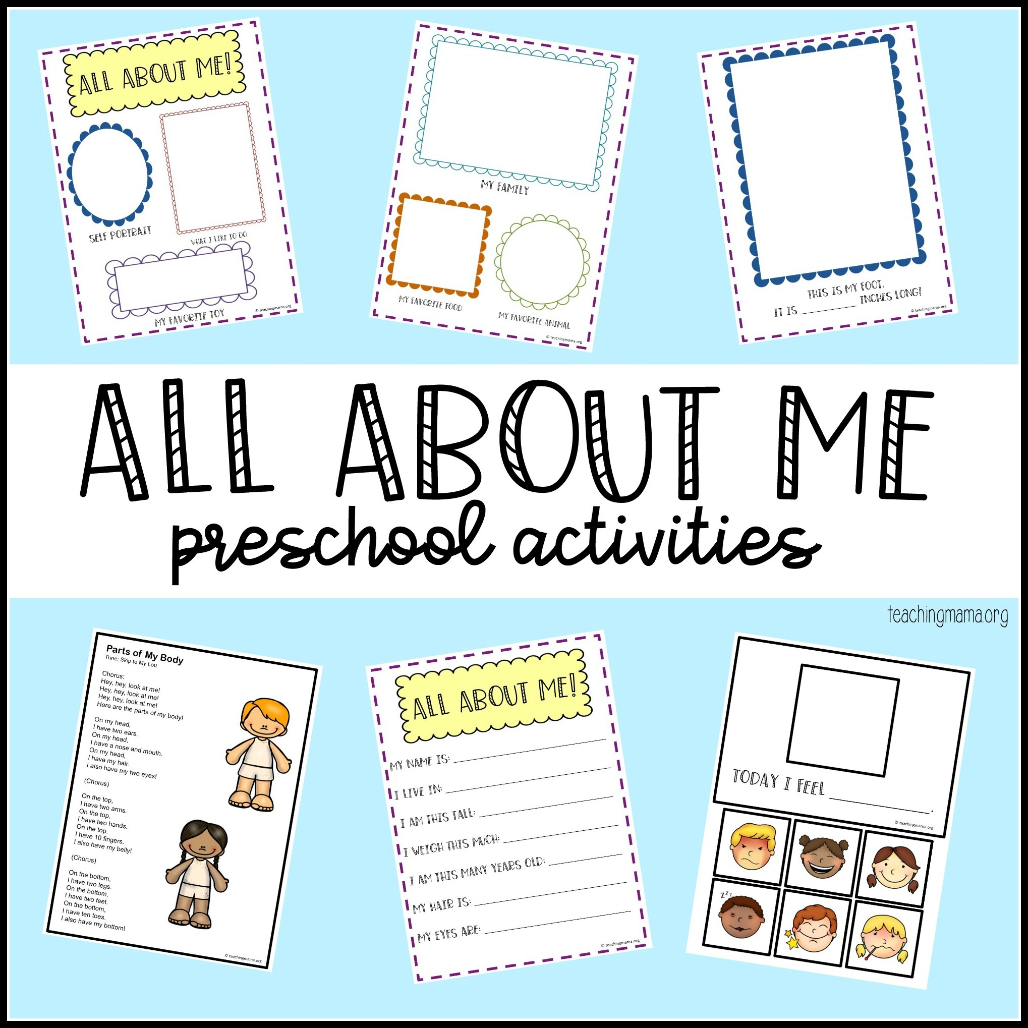 All About Me Worksheet Preschool E streetlight