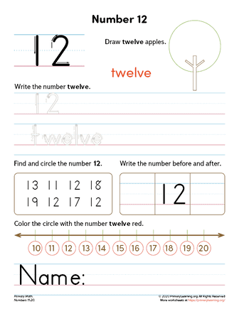 All About Number 12 Worksheet PrimaryLearning Org