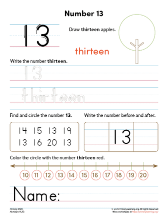 All About Number 13 Worksheet PrimaryLearning Org