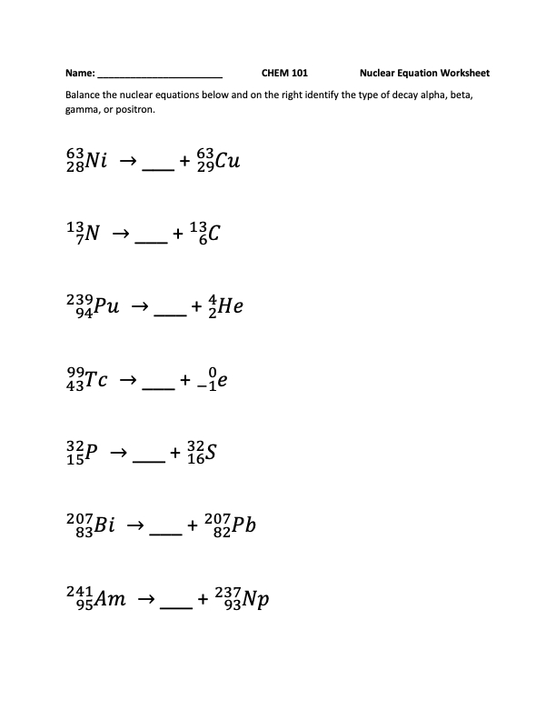 Alpha And Beta Decay Worksheet Best Sale Pacomaeurope