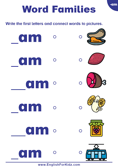 Am Word Family Worksheet Printable Free Worksheet