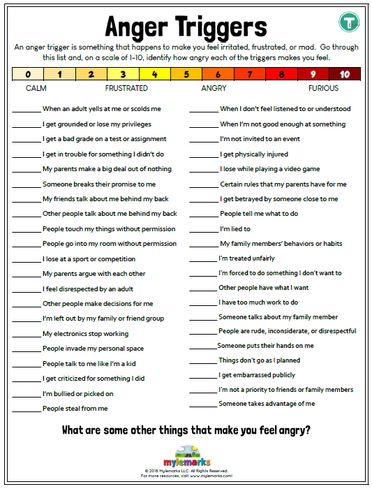 Anger Management For Teens Worksheets Anger Management Worksheets
