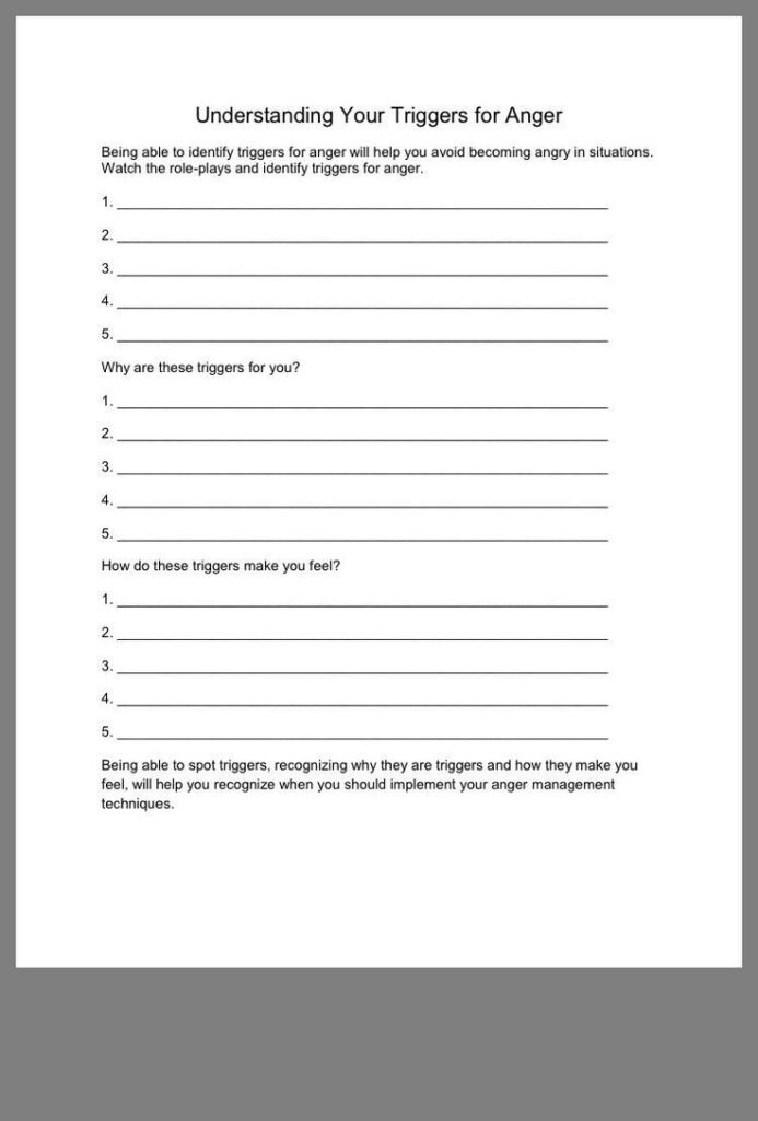 Anger Management Worksheet For Teens Anger Warning Signs Worksheet