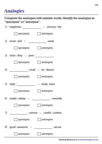 Antonyms Worksheets Finding Synonyms And Antonyms Worksheet 