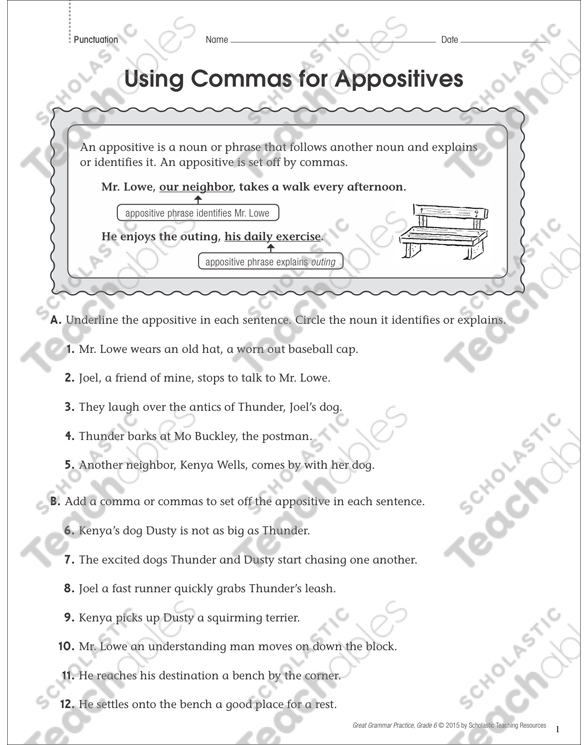 appositives worksheet