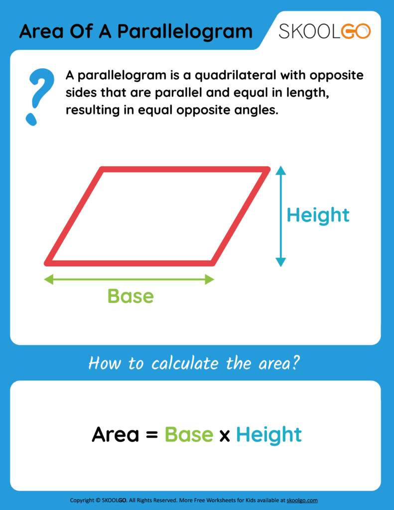 printable area of a parallelogram worksheet