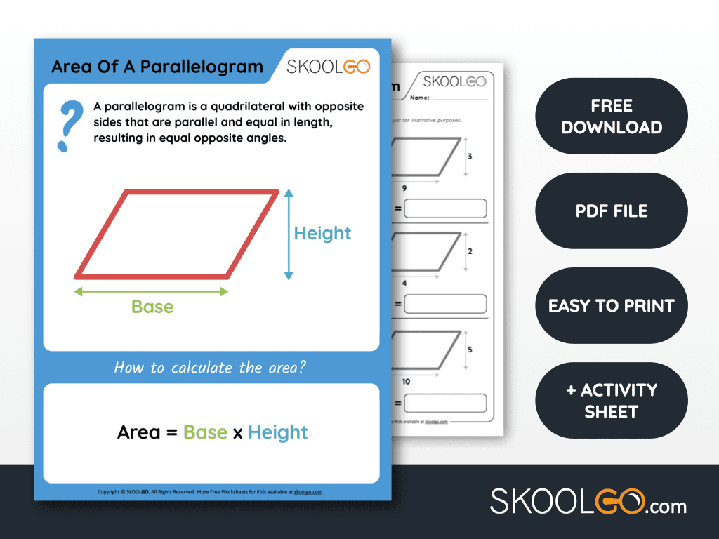 Area Of A Parallelogram Free Worksheet For Kids SKOOLGO