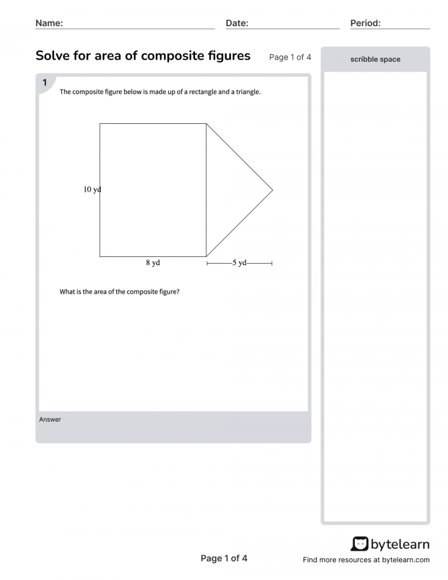 Area Of Composite Figures Worksheet Pdf